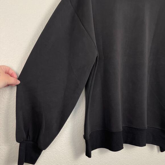 We Wore What Balloon Sleeve Crew Neck Sweatshirt Black XS NWT Oversized Lounge - Picture 10 of 16